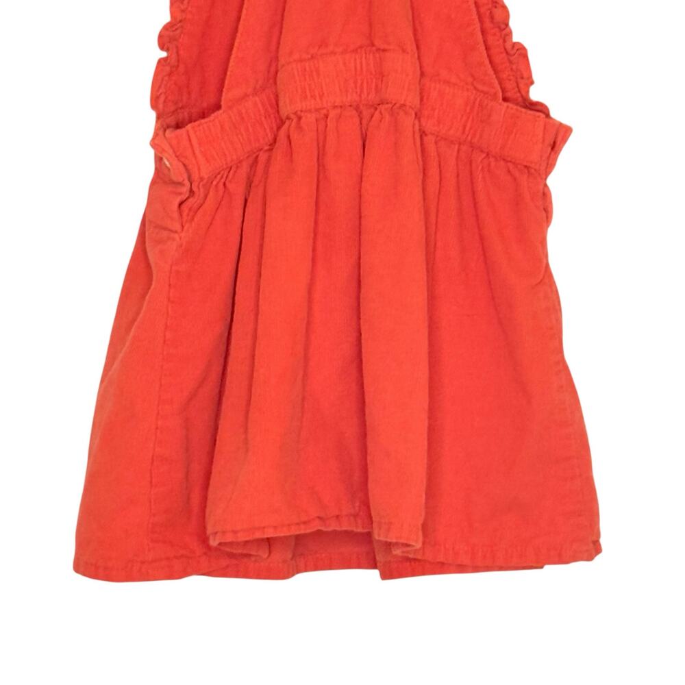 Corduroy Embroidered Overall Dress Toddler Girls 3-4 Y Orange Cotton Pinafore - Picture 9 of 10